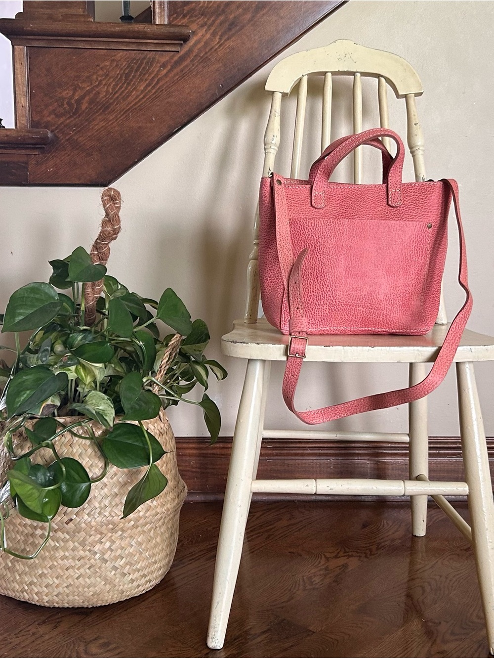 Portland Leather Goods Mini Tote Zip Top;  Flamingo Pink (Unicorn)
